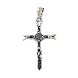 316 кулоны из хирургической нержавеющей стали с микропаве и кубическим цирконием., крестик, ионное покрытие (ip)