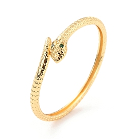 Bling Snake Cubic Zirconia Cuff Bangle, Real 18K Gold Plated Brass Serpent Wrap Open Bangle for Women, Cadmium Free & Lead Free