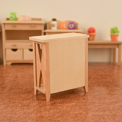 Miniature 3 Tiers Wood Display Racks, for Dollhouse, Rectangle