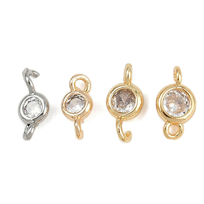 Латунные подвески из прозрачного кубического циркония, плоские круглые ссылки