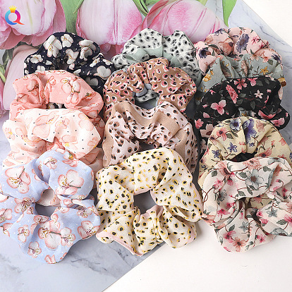 Floral Fabric Hair Scrunchie for Ponytail - Charming and Elegant Accessory