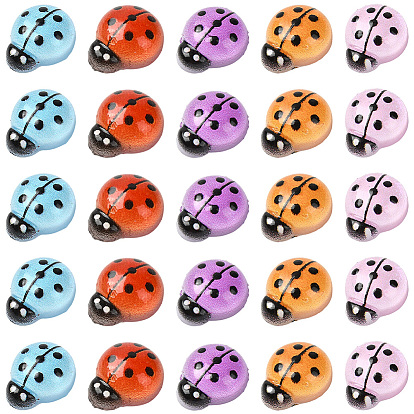 100 шт. 5 цвета божья коровка светящийся смоляной кабошон, ногтей декоративные аксессуары