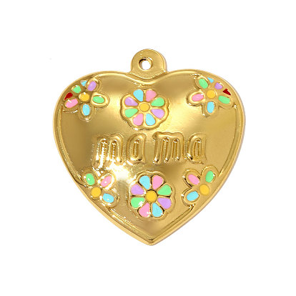 304 нержавеющей стальной эмали подвески, сердце прелести, ионное покрытие (ip), реальный 18 k позолоченный