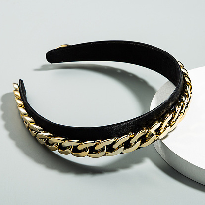 Fashionable Metal Chain Decorated Fabric Headband - Simple, Personalized, Headband, Head Clip.
