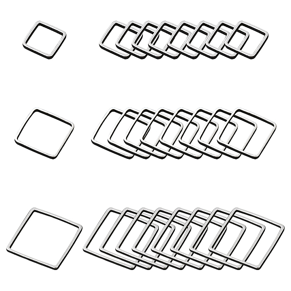 30Pcs 3 Style Brass Linking Rings, Long-Lasting Plated, Square