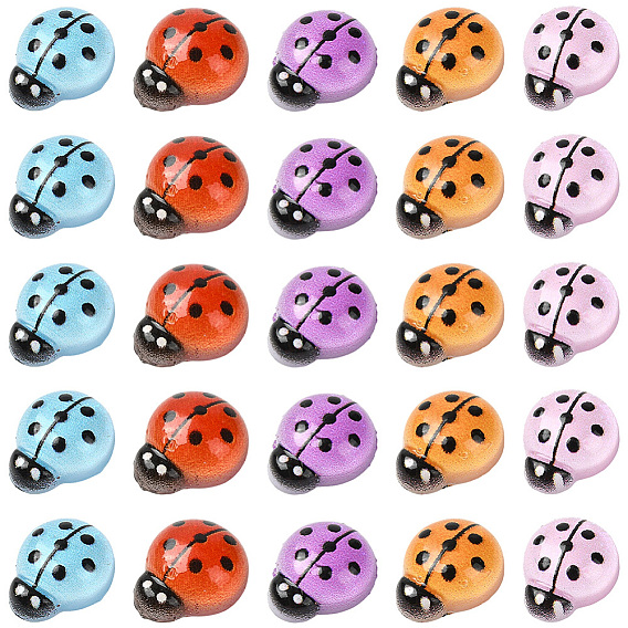 100 шт. 5 цвета божья коровка светящийся смоляной кабошон, ногтей декоративные аксессуары