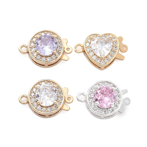 Латунные микро проложить кубического циркония ящик с застежками, со стеклом, 2 нитей, 2-луночное