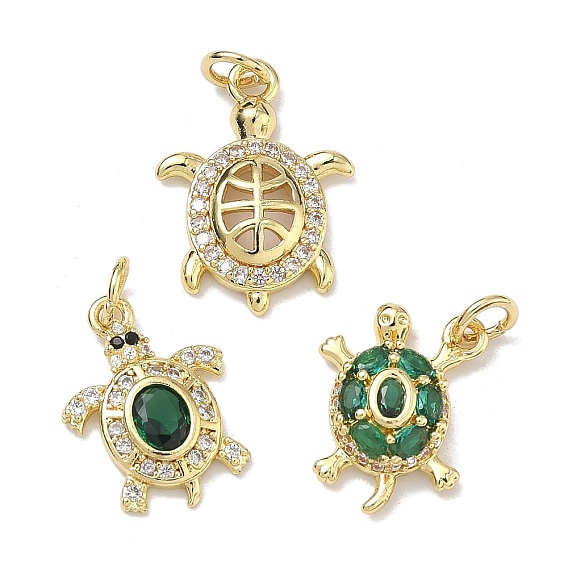 Латунные микро проложить кубического циркония подвески, черепаховые чары, стойки покрытие, долговечный, без свинца и без кадмия, реальный 18 k позолоченный
