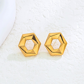 Серьги-гвоздики с полыми шестигранниками из нержавеющей стали