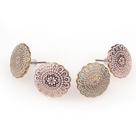 Vintage Gold Sunflower Earrings for Women with Hypoallergenic Round Studs