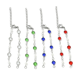 304 Изготовление браслета из нержавеющей стали, стекла и жемчуга из ракушек с плоскими круглыми звеньями, цвет нержавеющей стали