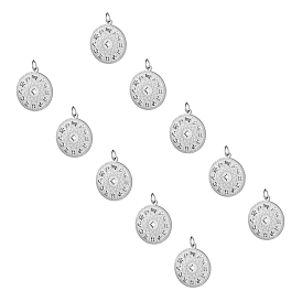 Unicraftale 201 Stainless Steel Pendants, Flat Round with Constellation