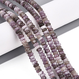Natural Lepidolite/Purple Mica Stone Beads Strands, Rondelle
