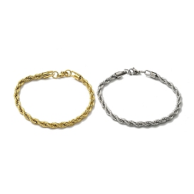 5MM 304 Stainless Steel Rope Chain Bracelets for Women, with Lobster Claw Clasps