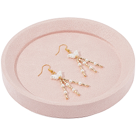 Подносы для демонстрации ювелирных изделий из массива дерева, обтянутые бархатом, для сережек, колец, ожерелий, браслетов, круглые