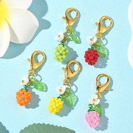 Подвесные украшения из стеклянных бусин в форме яблока, с сплава шарнирного когтя омара застежками