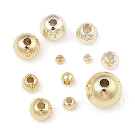 Rack Plating Brass Round Beads, Long-Lasting Plated, Cadmium Free & Lead Free