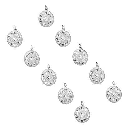 Pendentifs en acier inoxydable, plat rond avec constellation