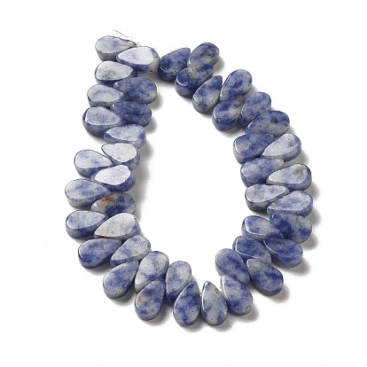 Natural Blue Spot Jasper Beads Strands, Teardrop, Top Drilled