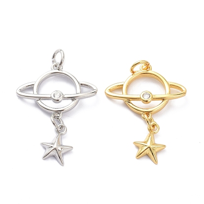 Латунные микропаве прозрачные подвески с фианитом, с целью перехода в кольце, долговечный, планета со звездой