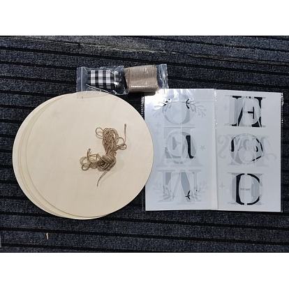 Flat Round Shape Unfinished Wood Slices, Laser Cut Wood Shapes, for DIY Painting Ornament Christmas Home Decor Pendants