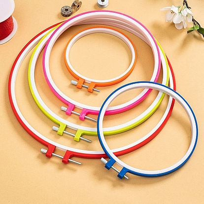 Adjustable Plastic Embroidery Hoops, Embroidery Circle Cross Stitch Hoops, for Sewing, Needlework and DIY Embroidery Project