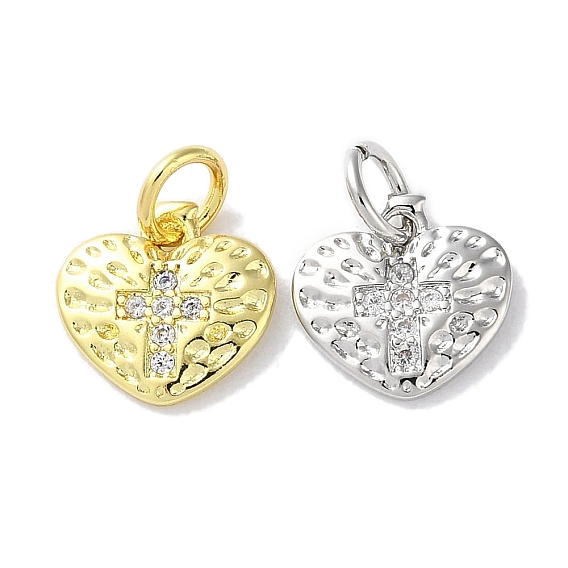 Покрытие стойки латунь микропаве прозрачные подвески из кубического циркония, долговечный, без свинца и без кадмия, сердце