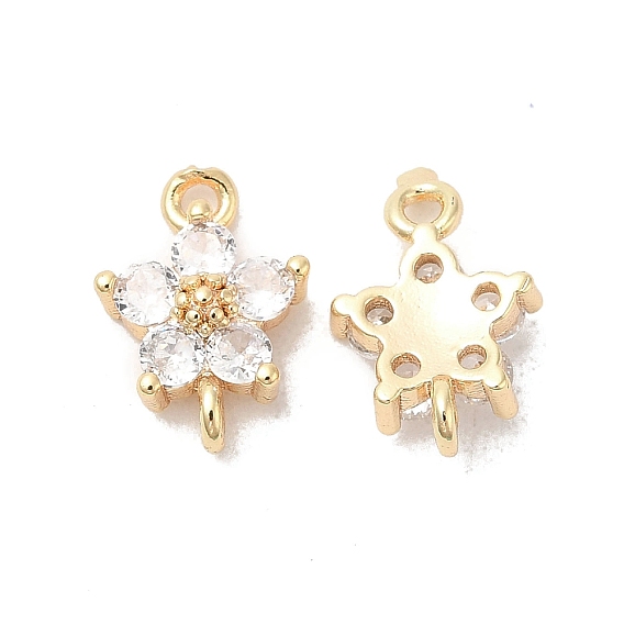 Подвески-коннекторы из латуни со стеклом, без кадмия, без никеля и без свинца, цветок