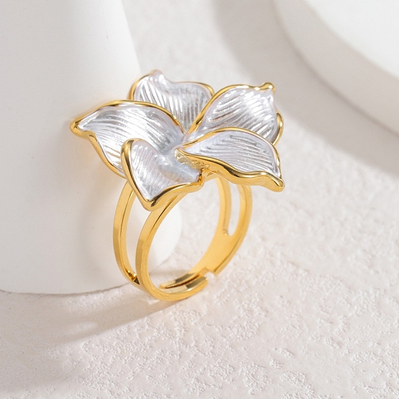 304 кольца для пальцев из нержавеющей стали для женщин, с эмалью, цветок