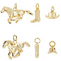 6 шт. 3 стили подвески из латуни в стиле западного ковбоя, лошадь, шляпа и сапоги