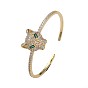 Cubic Zirconia Leopard Open Cuff Bangle, Real 18K Gold Plated Brass Jewelry for Women