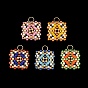 Glass Seed Beaded Pendants, Square Charm, with 304 Stainless Steel Open Jump Rings