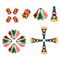 18pcs 3 styles capuchons de perles en alliage d'émail, 4 & 6-pétale, fleur, colorées