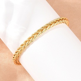 Brass Wheat Chain Cuff Bangles for Women, Cadmium Free & Lead Free, Long-Lasting Plated, Rack Plating