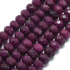 Natural Ruby Beads Strands, Faceted, Rondelle