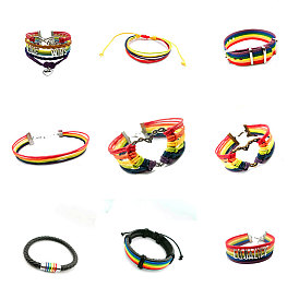 love w multi-layered bracelet rainbow braided bracelet cowhide colorful fashion magnet buckle jewelry