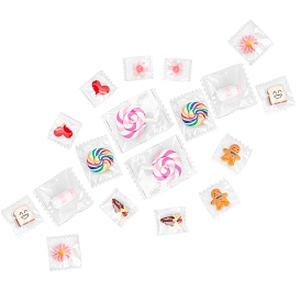 SUNNYCLUE 18Pcs 9 Style Opaque Resin Pendants, Bread & Heart & Ice Cream & Lollipop & Flower & Milk & Gingerbread Man