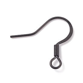 Stainless Steel French Earring Hooks, with Horizontal Loop, Flat Earring Hooks