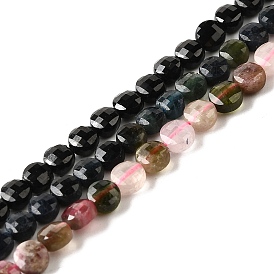 Натуральный турмалин бисер нитей, граненый квадратный разрез, плоско-круглые