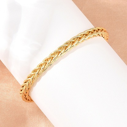 Brass Wheat Chain Cuff Bangles for Women, Cadmium Free & Lead Free, Long-Lasting Plated, Rack Plating