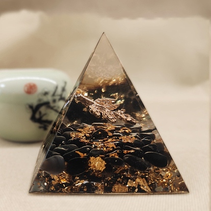 Orgonite Pyramid Resin Energy Generators, Reiki Natural Gemstone Chips Inside for Home Office Desk Decoration