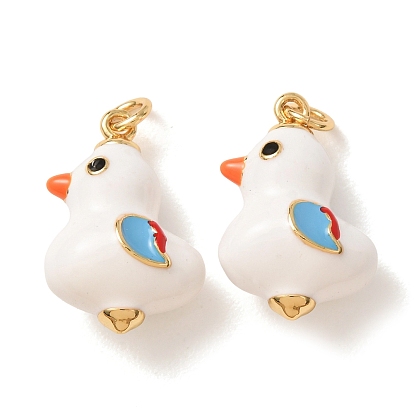 Brass with Enamel Pendants, Chick Charms, Rack Plating, Long-Lasting Plated, Cadmium Free & Lead Free, Real 18K Gold Plated