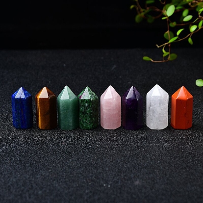 Gemstone Point 6 Faceted Prism Healing Stone Wand, Reiki Healing Energy for Home Decor Meditation