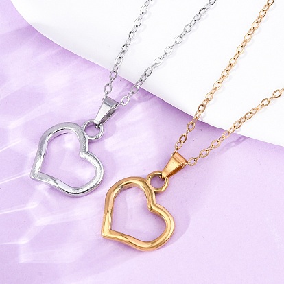 Полые сердца 304 из нержавеющей стали кулон ожерелье, ионное покрытие (ip)