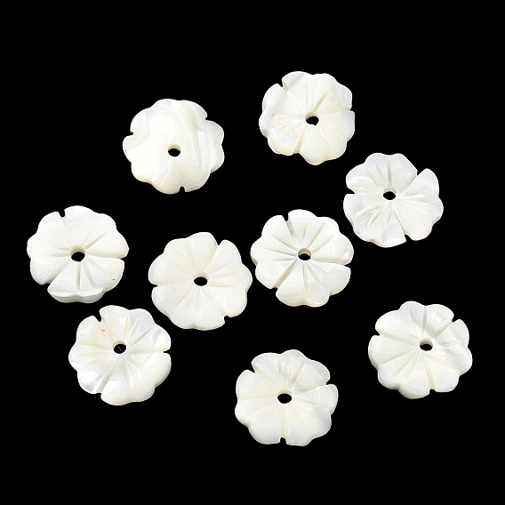 Perles sculptées en coquille de troca naturelle, fleur