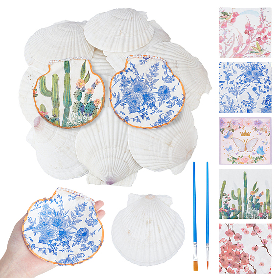 Украшения дисплея естественной оболочки, пластиковой кисточкой для микродетальной живописи и квадратной диэгубной бумагой.