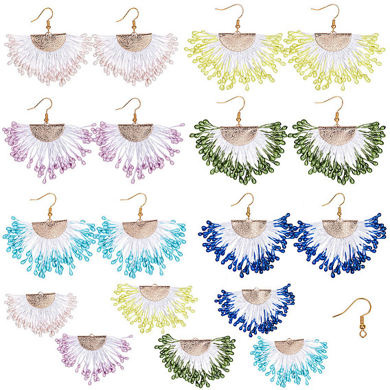 SUNNYCLUE DIY Earring Making, with Polycotton(Polyester Cotton) Tassel Pendant Decorations, with Foam and Brass Findings