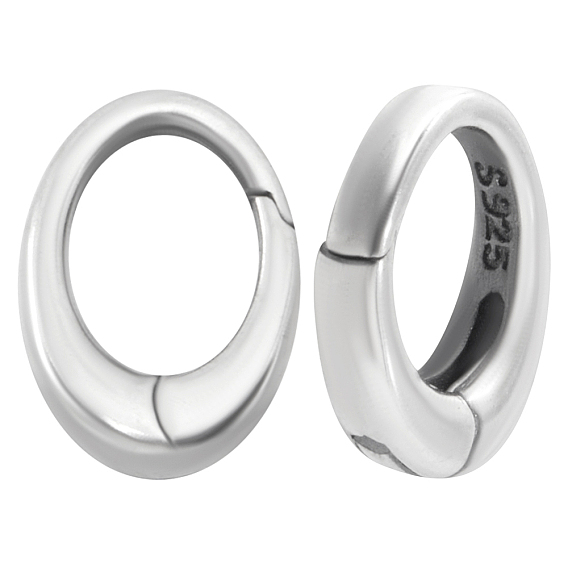 2 шт. 925 Кольца с пружинным затвором из стерлингового серебра, овальные