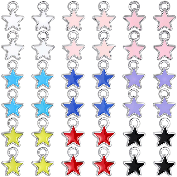 270 шт 9 цвета сплава эмаль подвески, звезды прелести, платина