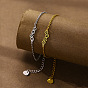 304 Stainless Steel Paw Print Link Bracelets, Cable Chain Bracelets for Women